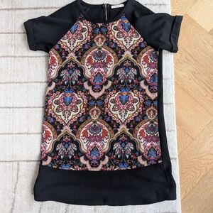 Le Lis Black Dress with Vibrant Floral Accents